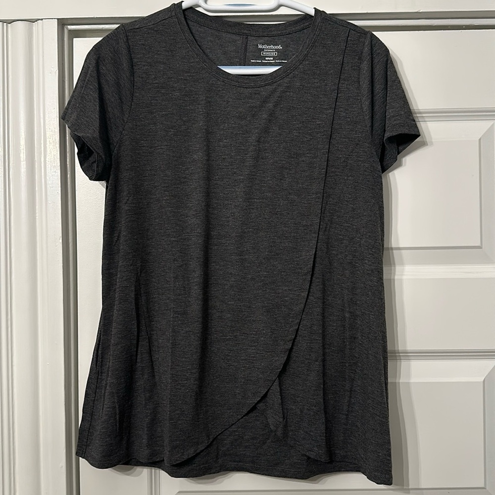 Motherhood Maternity Pull Over Open Front Nursing Tee